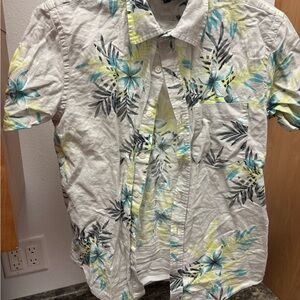Banana Republic Tropical Print Men's Shirt - Blue, Yellow, Gray